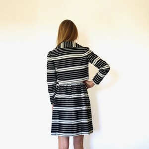 60s Black Cream Mod Stripe Dress Jacket Suit Set xxs xs Junior Accent image 7