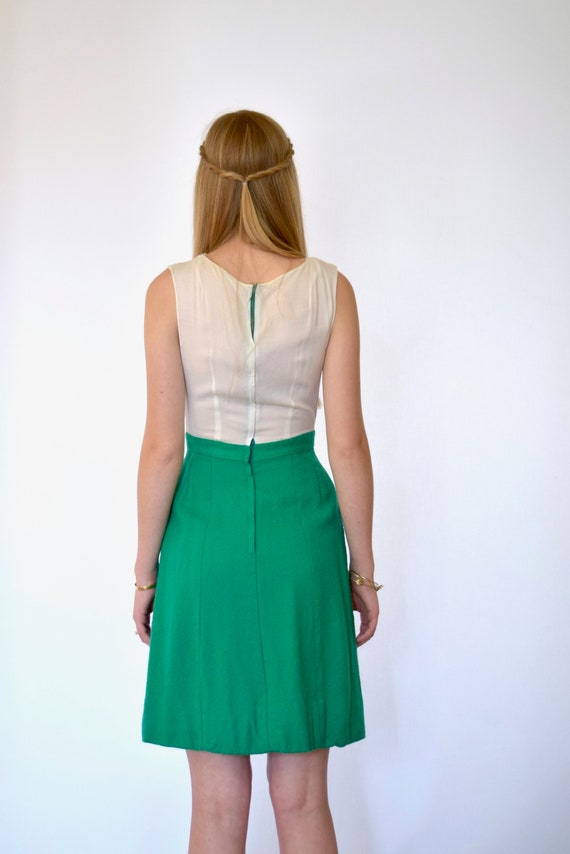 60s Blue Kelly Green Boucle Short Sleeve Sheath D… - image 9