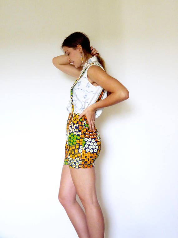 70s Colorful Novelty Print Flower Power Overall S… - image 7