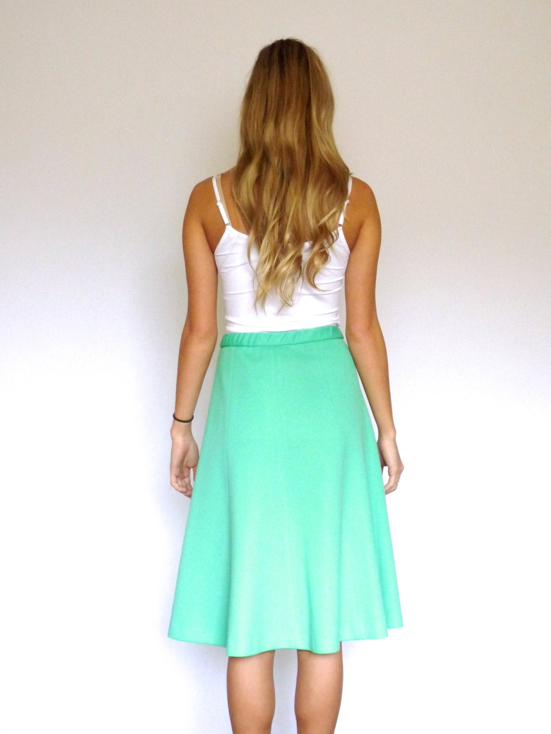 60s Minty Green Polyester Cheerleader Flute Skirt Xs S - Etsy