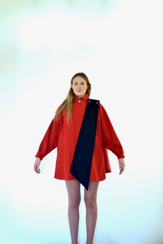 80s Billycoat Color Block Red Black Military Dolma