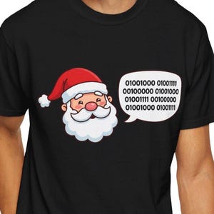 Camiseta de Papá Noel con código binario / Camiseta tecnológica navideña para programadores