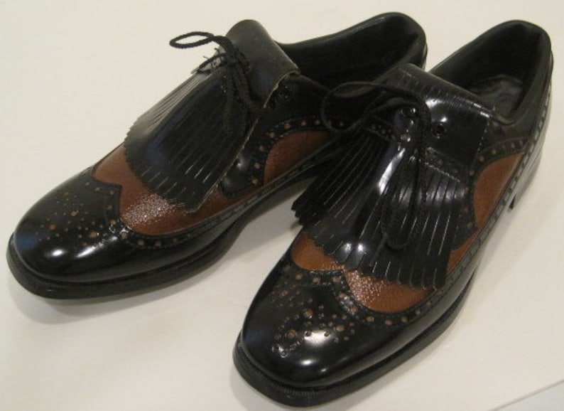Vintage Oxford Wingtip Golf shoes with FringeFlaps Mens 8.5 Etsy