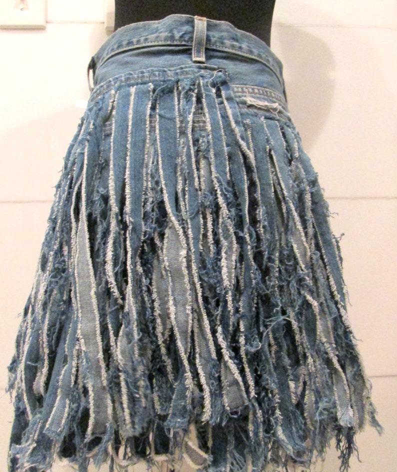 Tattered Denim Skirt. Ripped Denim Skirt. Destroyed Denim | Etsy