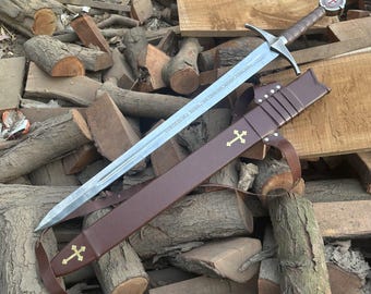 The Faithkeeper Sword of Knights Templar Replica Handmade Medieval Sword & Scabbard Knight Templar Medieval birthday gift for him