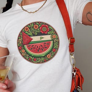 Baby Tee Shirt Solidarity Palestine - Save Gaza Crop Top Shirt - Color Design Palestinian Flag Watermelon Symbol Freedom - Human Rights