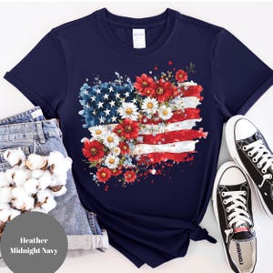 Floral American Flag Shirt, Womens 4th of July Shirt, Memorial Day Shirt, Flag Shirt, Fourth Of July Shirt,USA Shirt,Gifts, 4th of July Gift