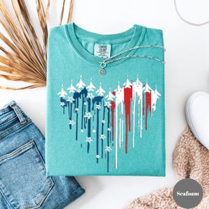 Camisa de la Fuerza Aérea con colores cómodos, roja, blanca y azul, con motivo del 4 de julio, azul vino tinto, del Día de la Independencia, con bandera estadounidense, regalo para mujer.