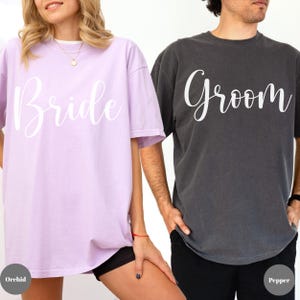 Personalized Bride and Groom Matching Comfort Colors Shirts