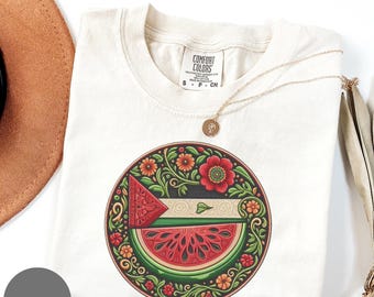 Solidarity Palestine Comfort Colors Tee: Wassermelonen-Flaggen-Design