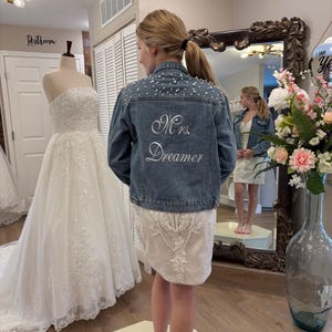 Embroidered Bridal Denim Jacket, Personalized Wedding Gift