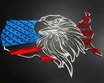 Patriotic Metal Wall Art - American Flag Eagle Design