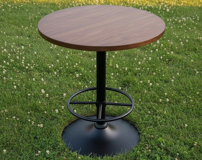 Featured listing image: Custom Laser Engraved Reclaimed Wood Pub Table – Handcrafted by US Veterans