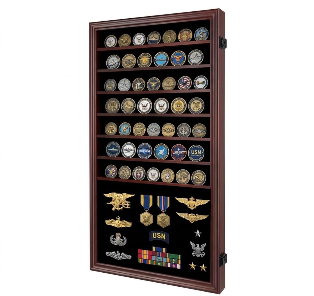 Moskov Display Coin Handcrafted Challenge Coin Display – Wall Mounted, 7 Rows - Etsy