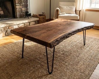 Handcrafted Live Edge Walnut Coffee Table - 42x27, Veteran Made