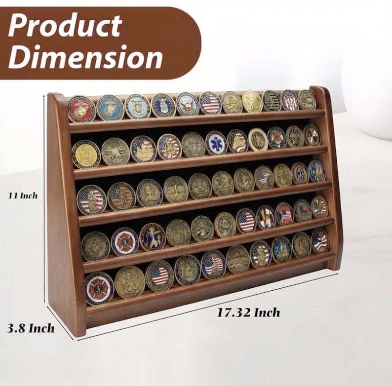 Michigan Coin Rack Handcrafted Challenge Coin Display – Desk or Wall Mounted, 5 Row - Etsy
