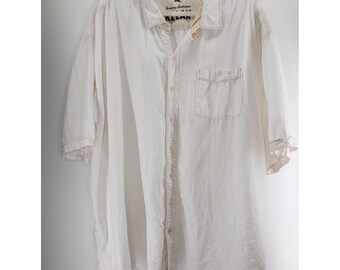 Tommy Bahama Relax Mens 3XL Linen Button Down Shirt Short Sleeve Ivory White