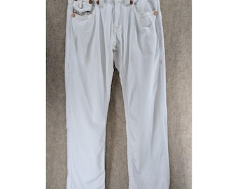 True Religion White Jeans Mens 30x30 Made in USA 24-803MYBT Vintage