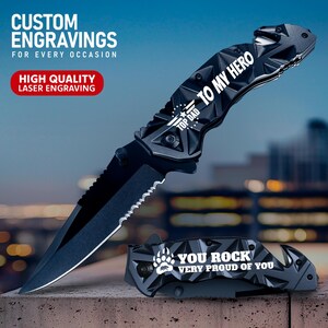 Custom Spring Assisted Knife - Personalized Pocket Knife - Custom Knives - Camping Gear - Unique Folding Knife for Men & Women