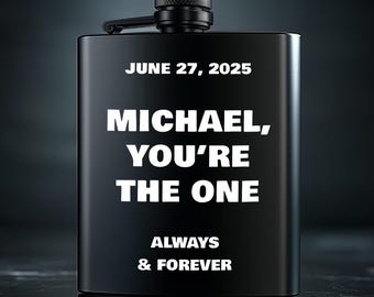 Custom Engraved Hip Flask - Personalized Flask for Groomsmen, Bachelor Party, Gift for Him, Mens Gift, Anniversary Gift, Boyfriend Gift
