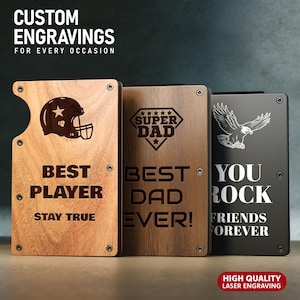 Cartera personalizada para hombre - Tarjetero grabado personalizado con bloqueo RFID - Regalo único para papá y novio - Cartera para uso diario