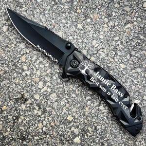 Customized Pocket Knife - Personalized Folding Knife - Spring Assisted Engraved Knives - Outdoor Gear - Groomsmen Gifts, Anniversary Gift