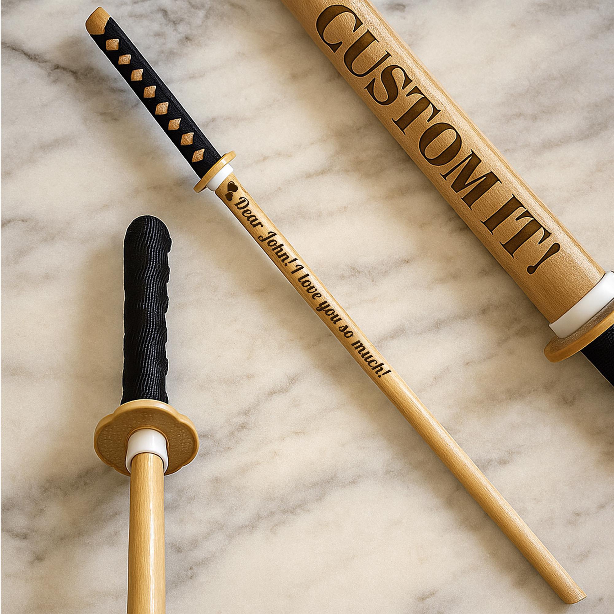Personalized Wooden Katana - Custom Training Sword 40