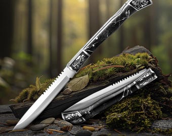 Pocket Knife - Unique Folding Knife with Resin Handle - Compact Knives for Camping Hiking - Best Christmas Gift Idea for for Men and Women