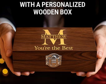 Engraved Wooden Box for Christmas - Keepsake Storage for Pocket Knife - Personalized Gift for Boyfriend, Husband, Dad - Stocking Suffers