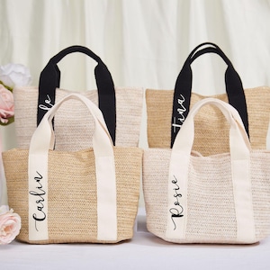 Custom Beach Straw Bags,Bridal Shower Bags,Wedding Gifts,Bachelorette Tote Bag,Bridesmaid Proposal,Burlap Tote,Bridesmaid Beach Bag