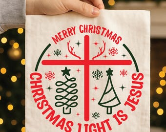 Cruz navideña cristiana SVG / Diseño religioso para festividades (PNG, PDF)