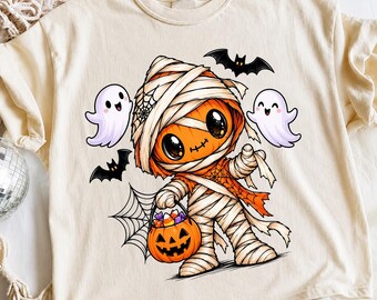 Cute Mummy PNG, Halloween Ghost PNG, Trick or Treat Shirt, Spooky Sublimation Download