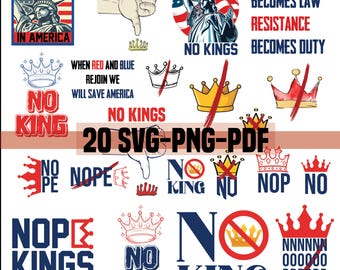 Paquete SVG "No Kings in America": Diseños de protesta patriótica (descarga digital)