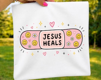 Jesus Heals PNG, Christian Bandage Design PNG, Faith Based Shirt Design, Religious Sublimation PNG, Bible Quote