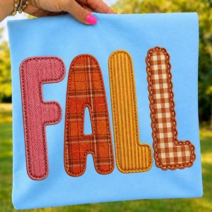 Herbstliche PNG-Dateien, Patchwork-Herbstbuchstaben (PNG), Retro-Herbstgrafik, kariertes Herbsthemd, gemütliche Kürbiszeit, Trend-PNG, DTF-Dateien