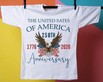 Diseño de camiseta con águila patriótica del 250 aniversario de EE. UU. (1776-2026), gráfico del Día de la Independencia de Estados Unidos, archivo de corte para Cricut.