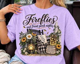 Fireflies PNG, Front Porch Nights, Country Summer Shirt, Cottagecore Sublimation Digital Download Design