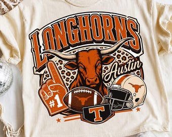 Football Png, Texas Longhorns Png, Austin Football Graphic, Longhorn Bull Design, Game Day Sports Shirt, Trending Png, Dtf Digital Files