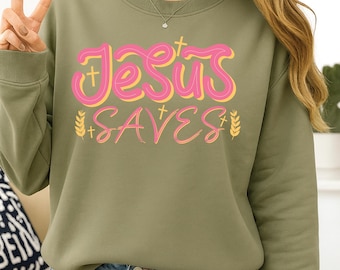 Diseño de cita cristiana "Jesús salva" / Fe SVG, PNG, PDF