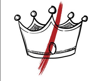 Sin reyes SVG, Corona minimalista con trazo rojo - SVG PNG PDF dibujado a mano (Descarga digital)