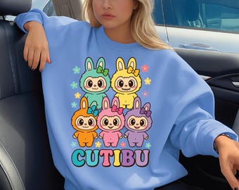 Diseño de camiseta de conejito kawaii: Clipart de dibujos animados pastel (Descarga digital)
