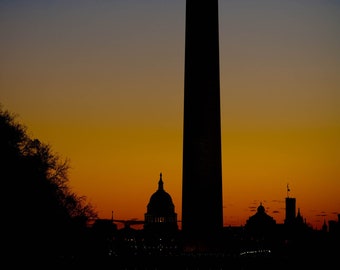 Washington DC Skyline Art: Early Sunrise Photography Print