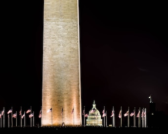 Washington DC Night Skyline Photography: Washington Monument Art