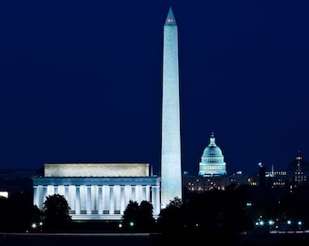 Washington DC Skyline Photography: Blue Hour Fine Art Print