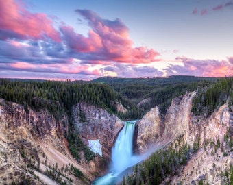 Sunset, Lower Falls,  Grand Canyon of Yellowstone, Yellowstone National Park, Wyoming Art, Fine Art  Photography, Nature Photography