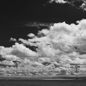 New Mexico Windmill Photograph: Black and White Farm Ranch Decor