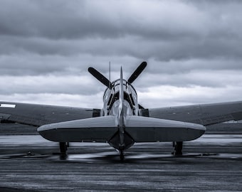 Curtis Helldiver Airplane: WWII Aviation Black and White Fine Art Photograph