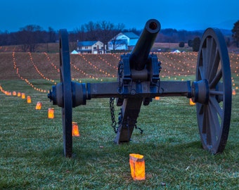 Maryland Art, Antietam Cannon and Luminary, Fine Art Photography, Maryland Photography, Civil War