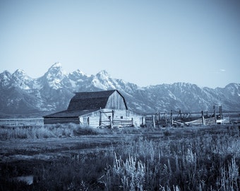 Teton Barn, Fotografía de naturaleza, Fotografía artística en blanco y negro