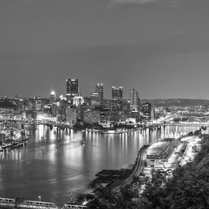 Pittsburgh Skyline, Pittsburgh Art, Fine Art Black and White Photography, Pitts burgh decor